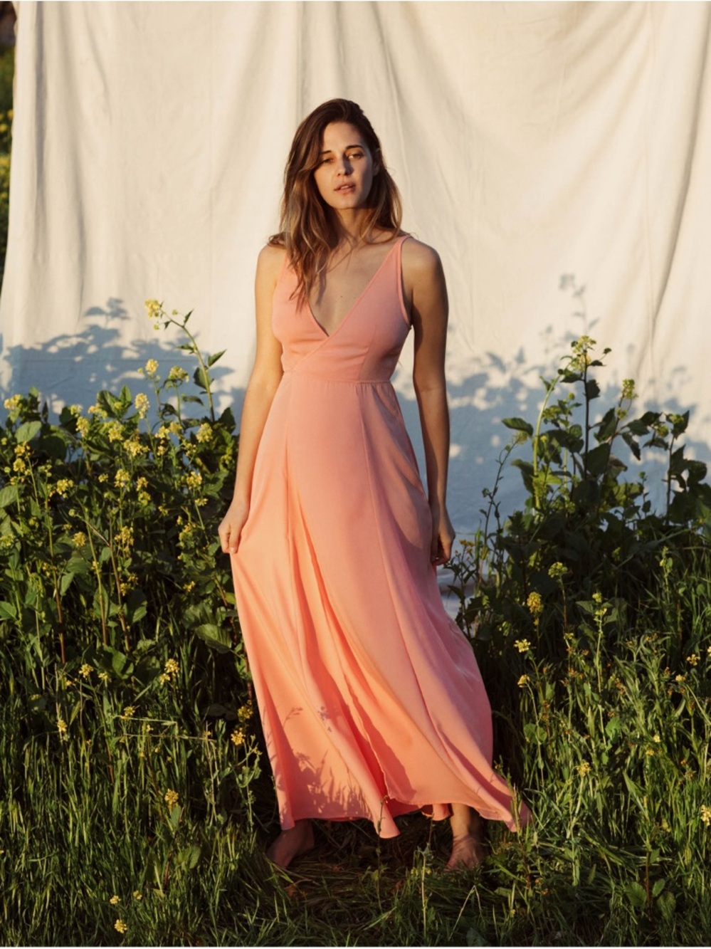 Christy Dawn The Sarita Dress Apricot Size XS Peach Pink Orange Maxi Wrap